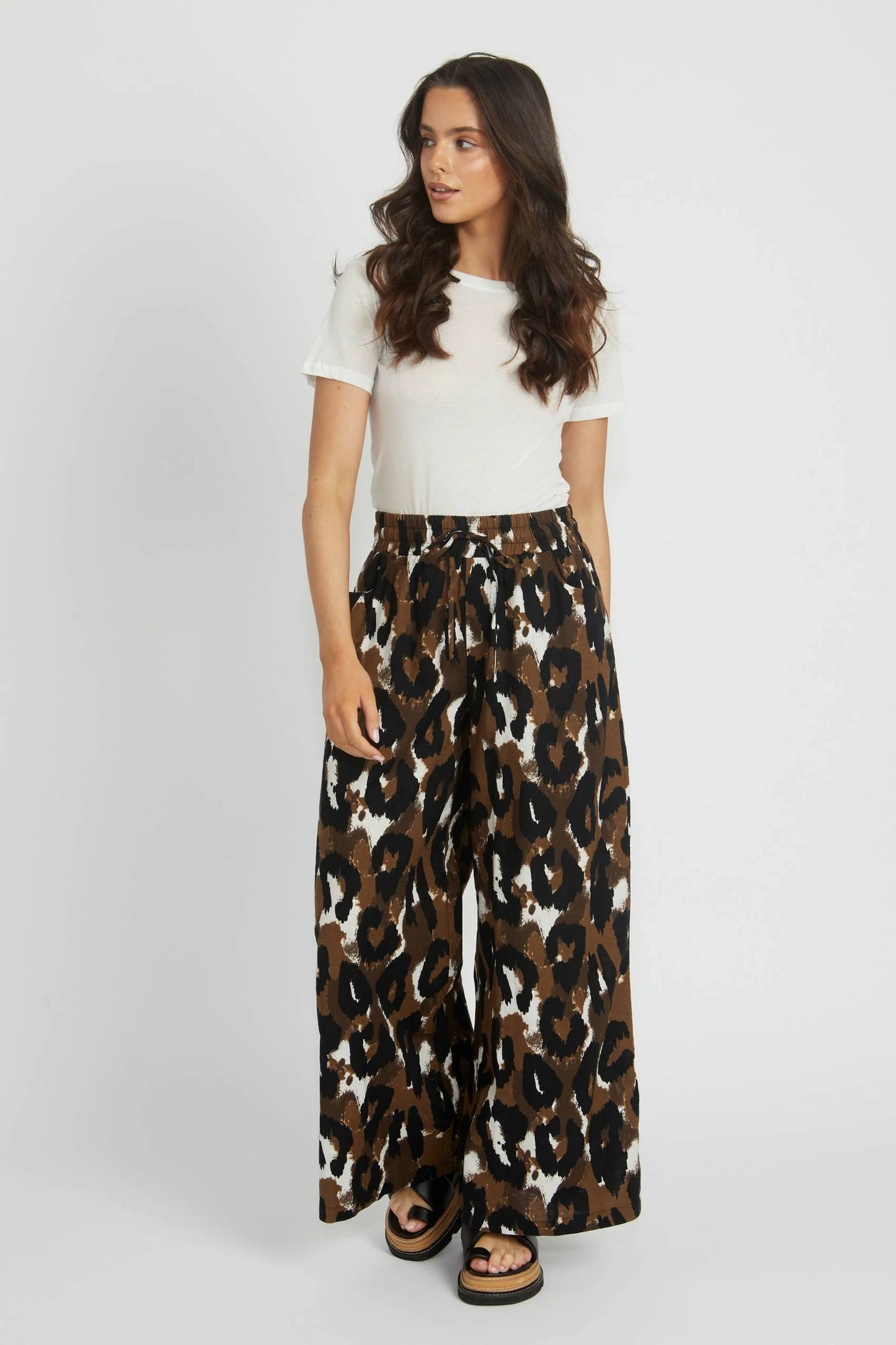 Ella Wide Leg Pant - Animal Print