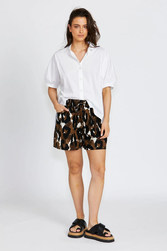 Ella Elastic Waist Shorts - Animal Print