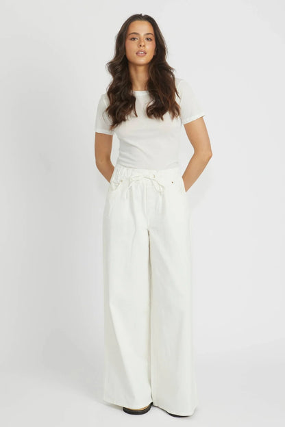 Cleo Wide Leg Jeans - White Ecru