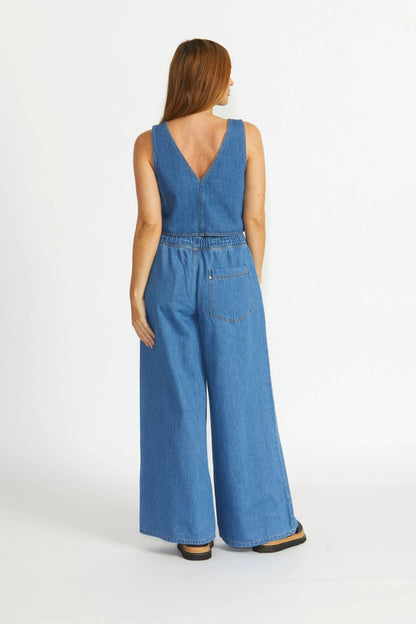 Cleo Cropped Top Shirt - Blue Vintage