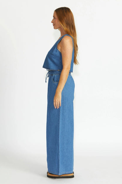 Cleo Cropped Top Shirt - Blue Vintage