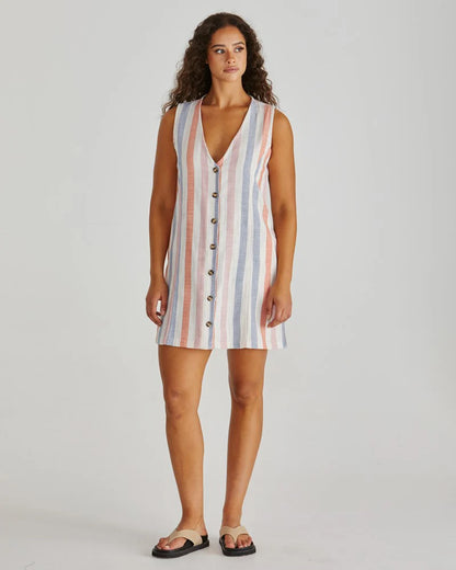 Travis Button Up Vest Mini Dress - Stripe