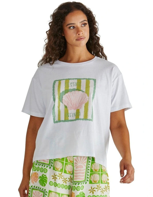 Cynthia Tee T-Shirt - White Seashell Stripe