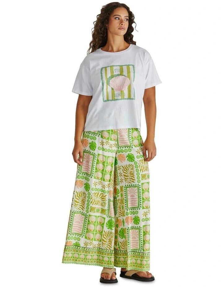 Cynthia Tee T-Shirt - White Seashell Stripe