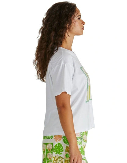 Cynthia Tee T-Shirt - White Seashell Stripe