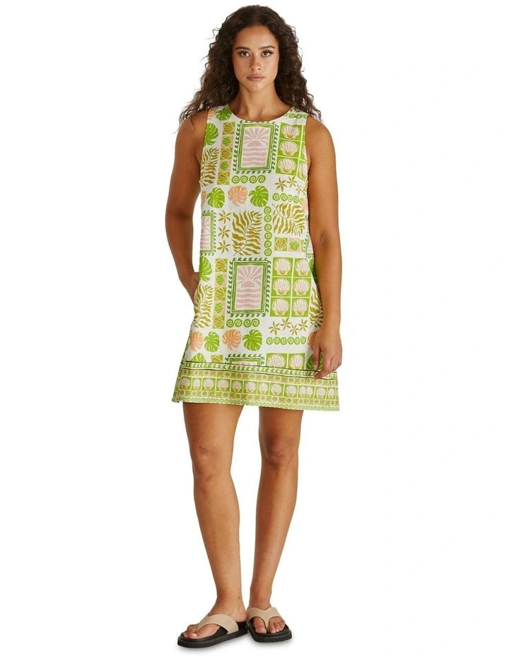 Emmett Tie Back Shift Dress - Green Shell