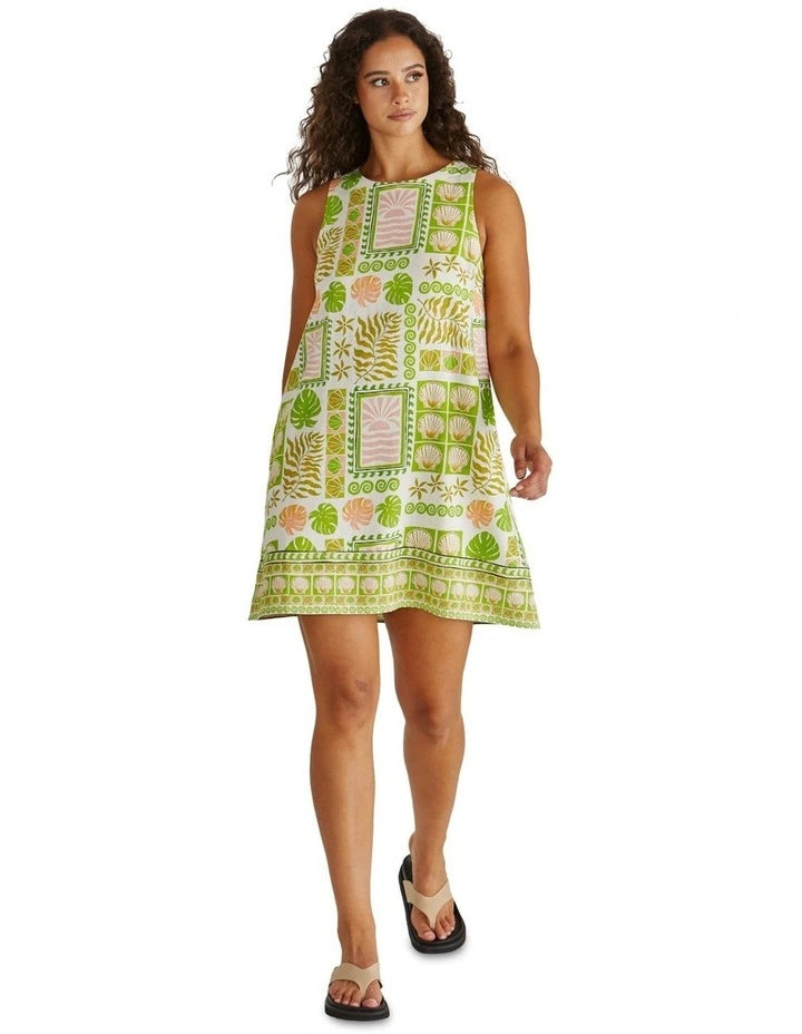 Emmett Tie Back Shift Dress - Green Shell