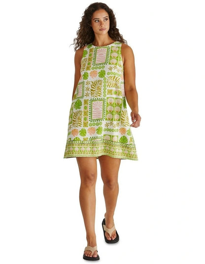 Emmett Tie Back Shift Dress - Green Shell