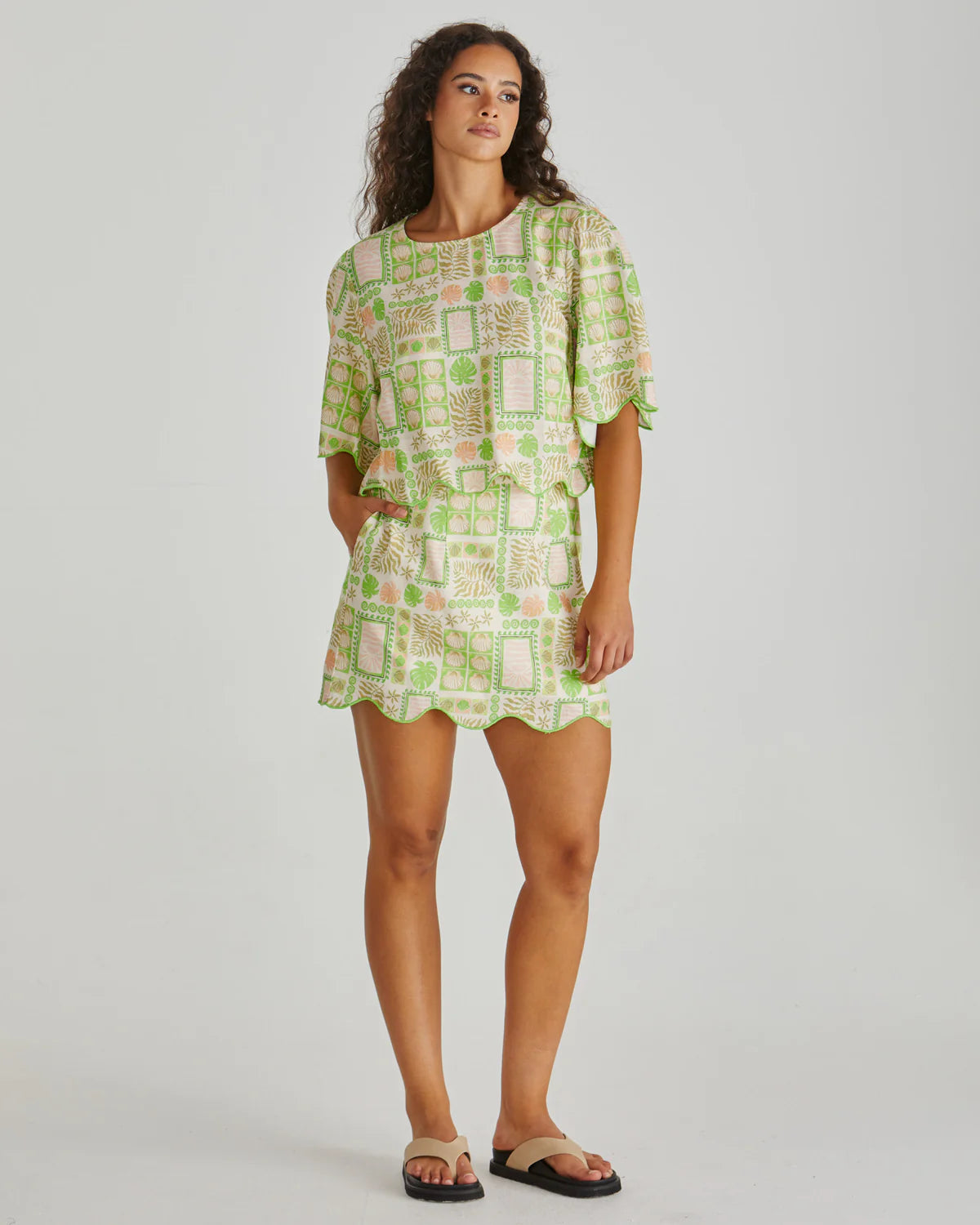 Emmett Scallop Skirt - Green Shell