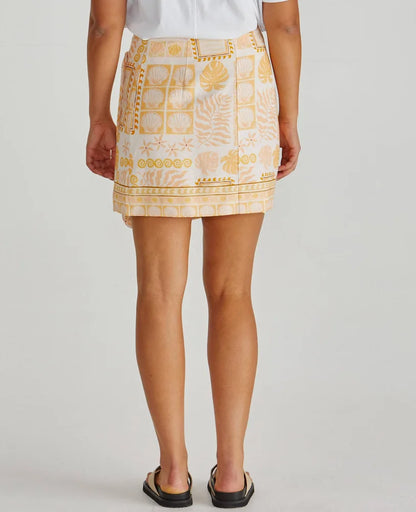 Coast Mini Wrap Skirt - Peach Shell Patchwork