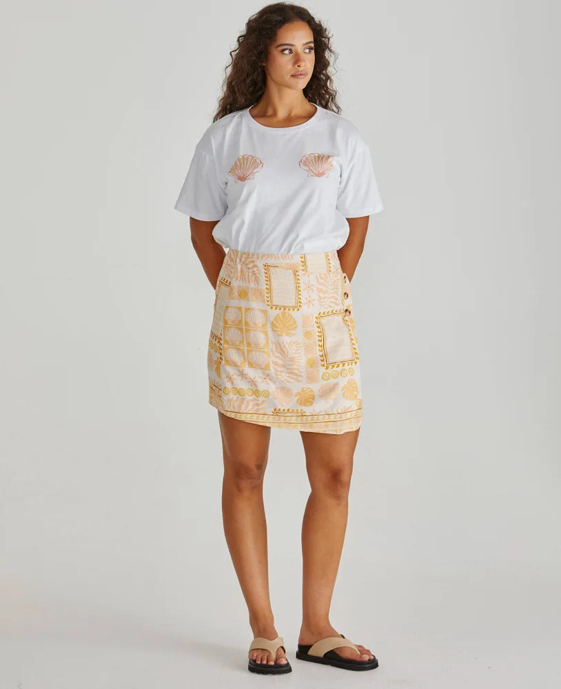 Coast Mini Wrap Skirt - Peach Shell Patchwork