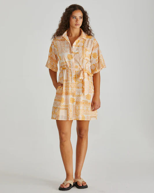 Coast Mini Shirt Dress - Peach Shell Patchwork
