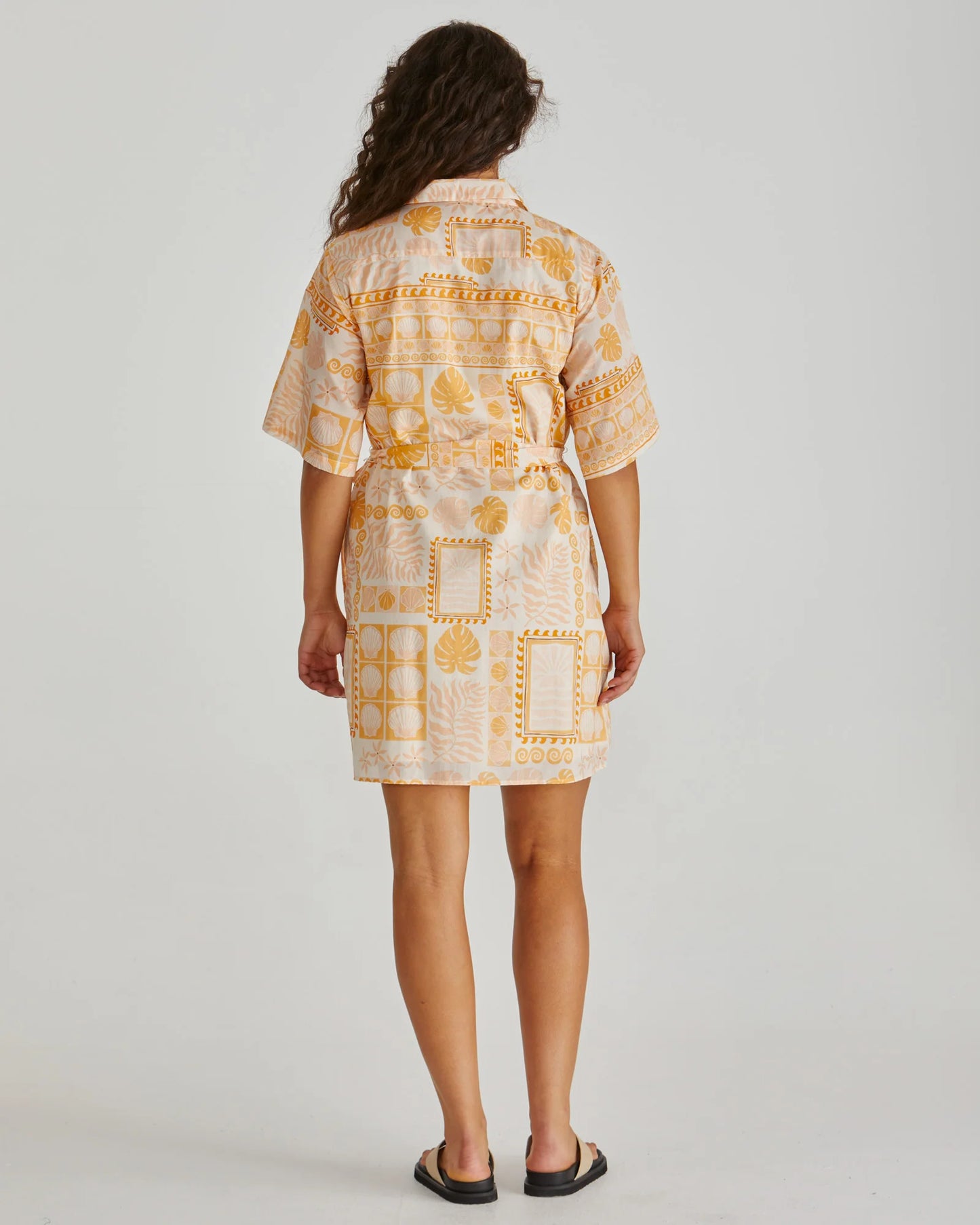 Coast Mini Shirt Dress - Peach Shell Patchwork