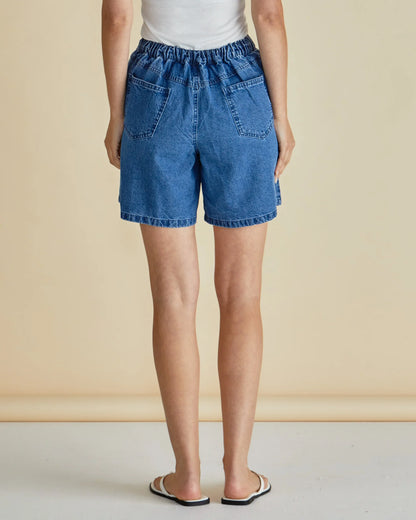 Breeze Relaxed Denim Shorts - Dark Blue