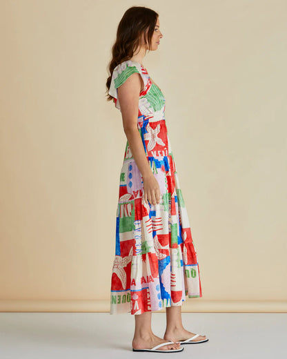 Sadie Midi Dress - Seashell Print