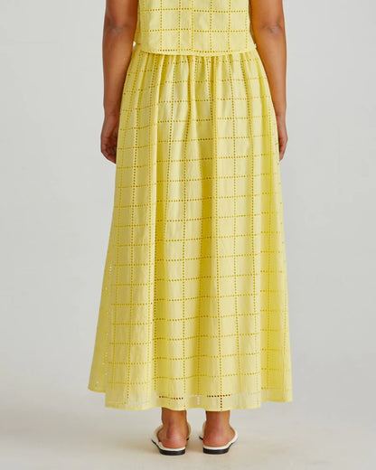 Helmi Broderie Full Midi Skirt - Yellow