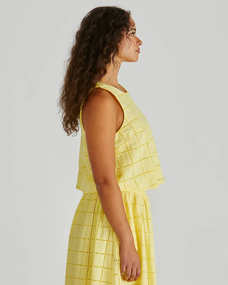 Helmi Broderie Tank Top Shirt - Yellow