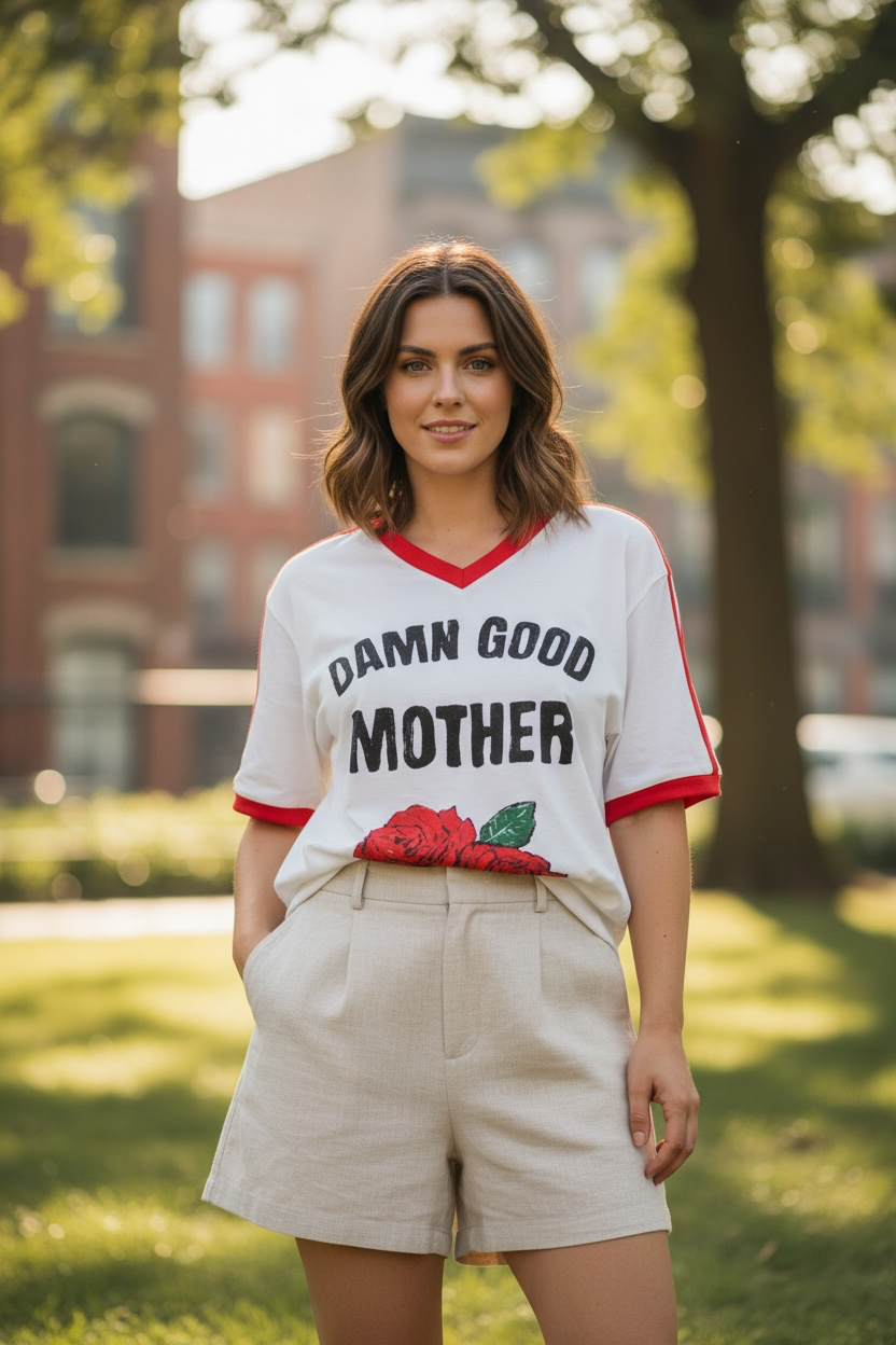 Jersey Oversized Tee Shirt - Damn Good Mother White | By Frankie