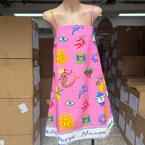 Stella Mini Slip Dress - Pink Greek Island | By Frankie