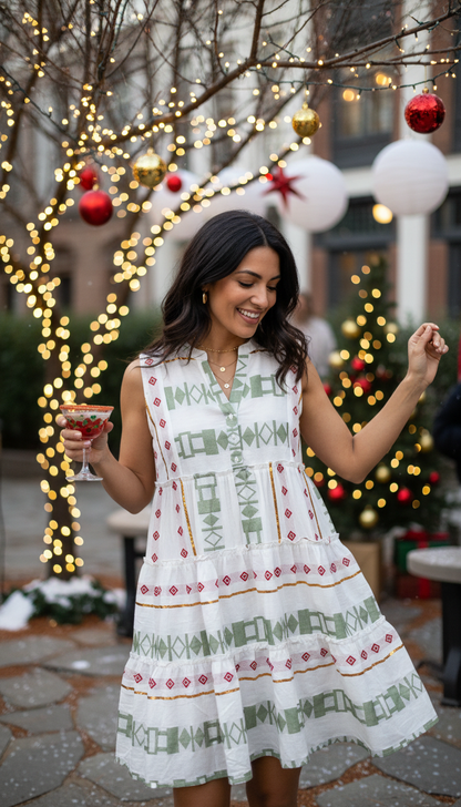 Vixen Sleeveless Embroidered Dress - XMAS White |  Joop & Gypsy