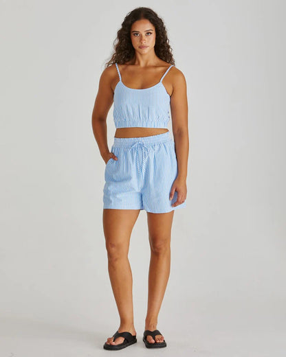 Alani Short - Blue White Stripe