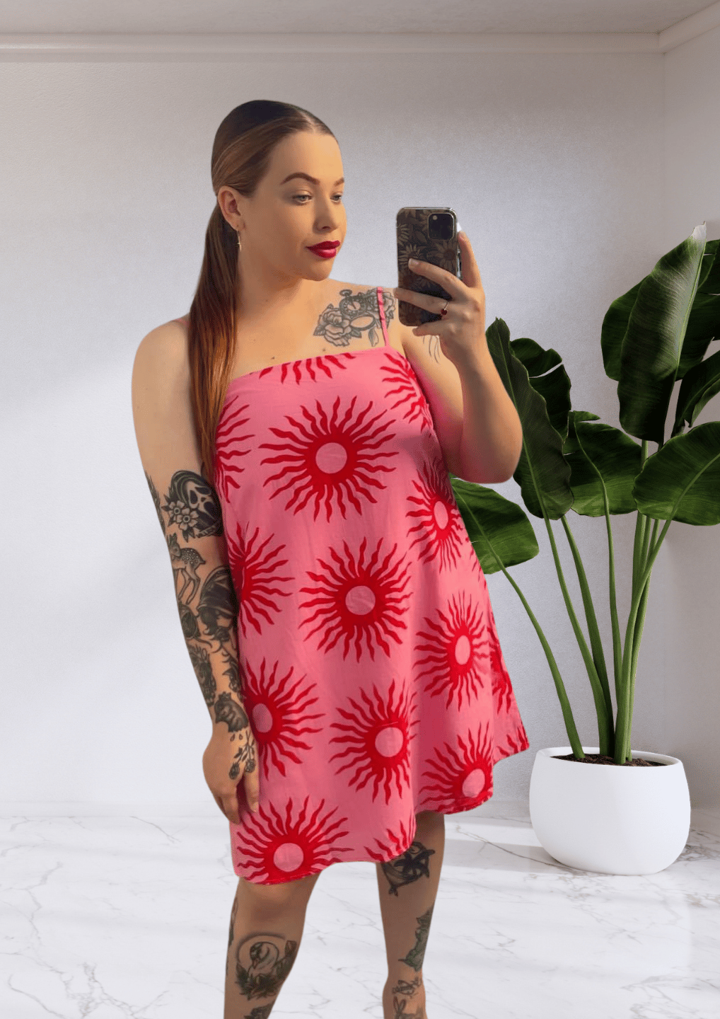 Stella By Frankie Slip Mini Dress - Sun Pink Red