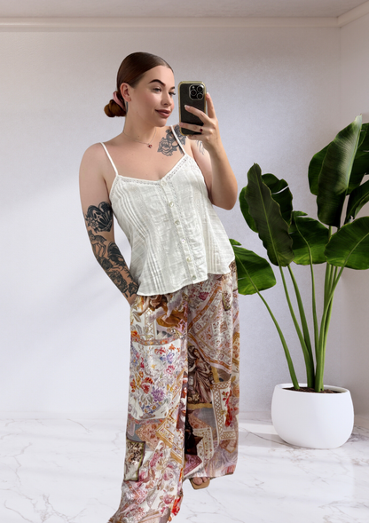 Kiara Wide Leg Pants - White Vintage