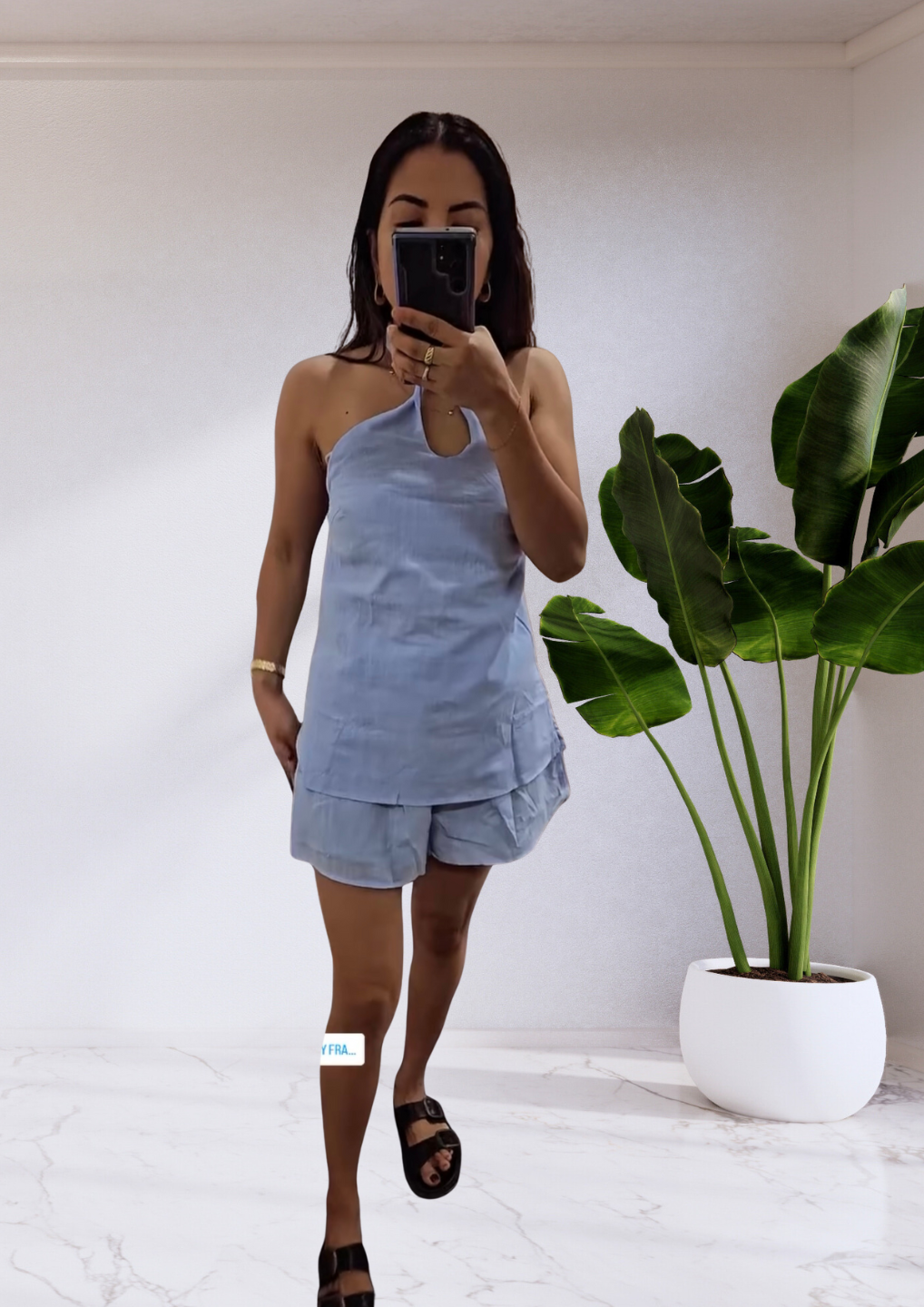 Kay Halter Neck Top & Short Set - Blue | By Frankie