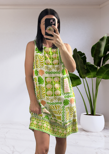 Emmett Tie Back Shift Dress - Green Shell