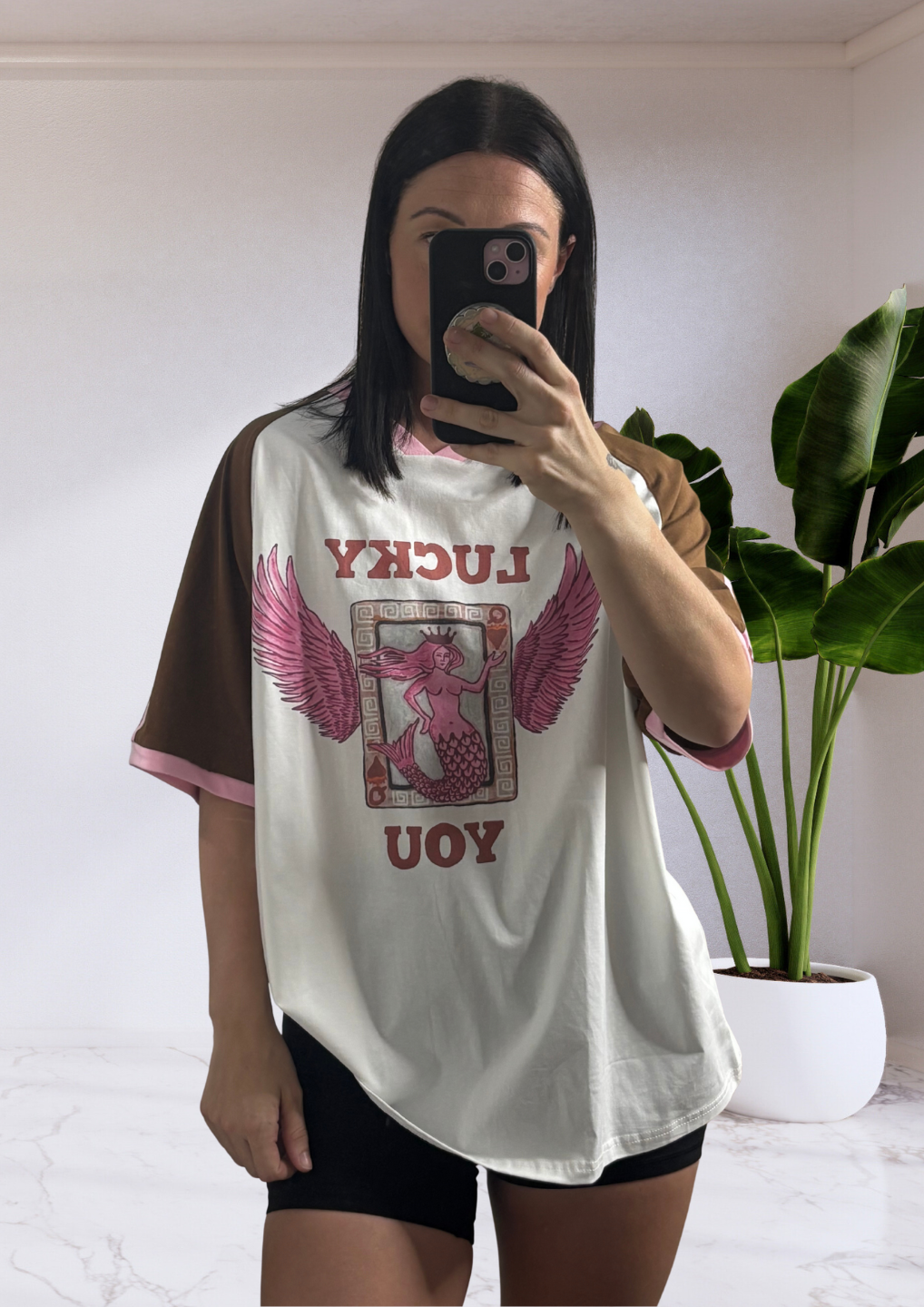 Jersey Oversized Tee T-Shirt -  White Lucky You | By Frankie