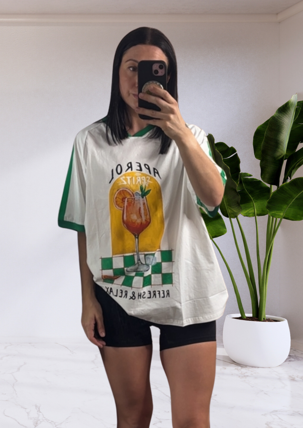 Jersey Oversized Tee T-Shirt - White Aperol Refresh | By Frankie