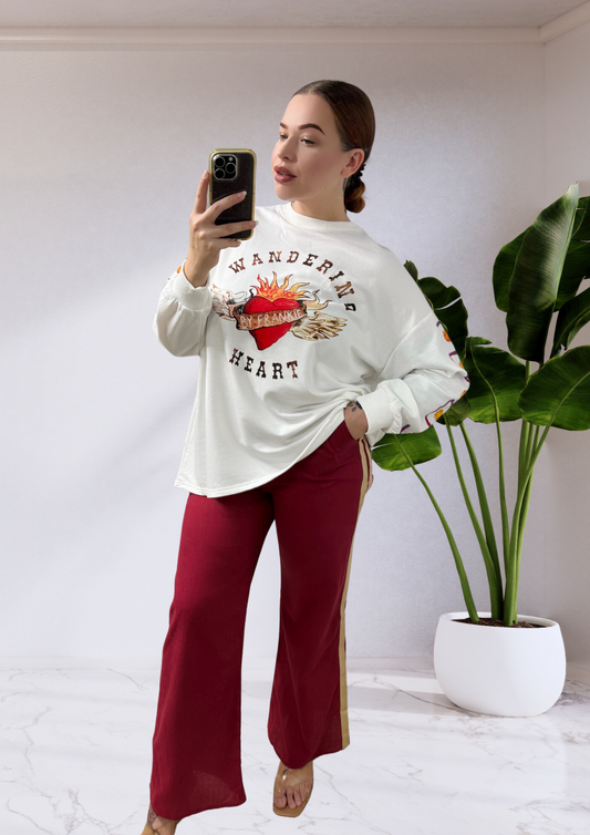 Nova Long Sleeve & Long Pants Set Red Wandering Heart  | By Frankie