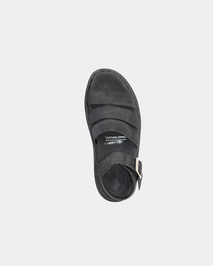 York Platform Leather Gladiator Sandal Shoes - Black