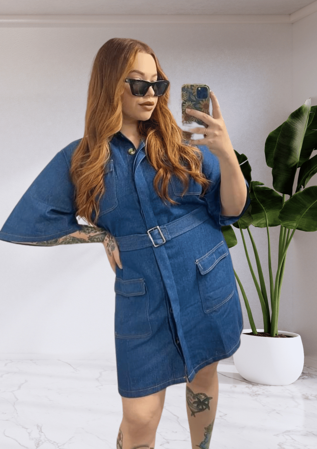 Jenna by Frankie Button Up Mini Dress - Dark Denim