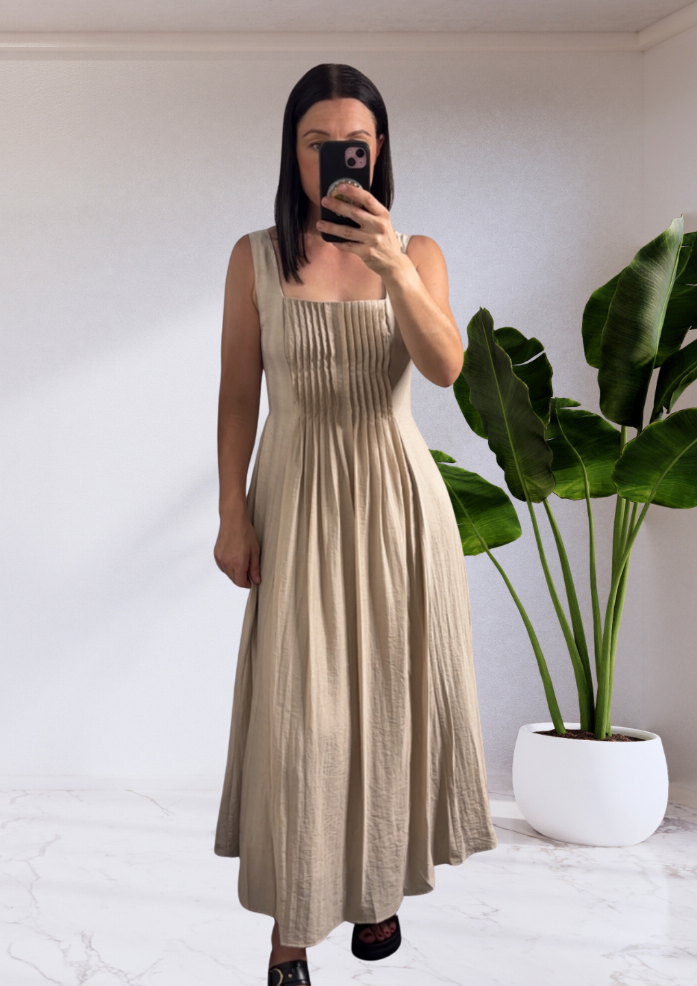 Pippa Pleated Bodice Detail Midi Dress