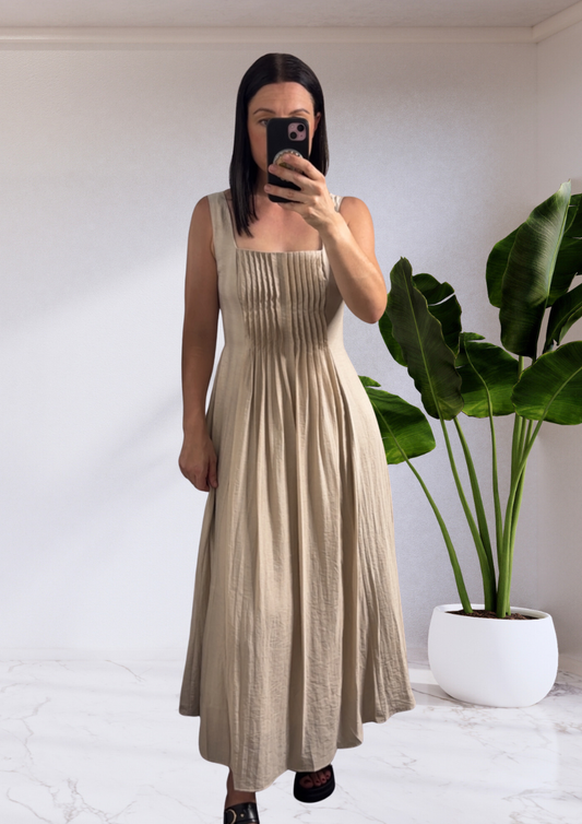 Pippa Pleated Bodice Detail Midi Dress