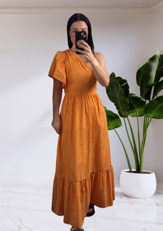 Riva One Shoulder Maxi Dress - Orange