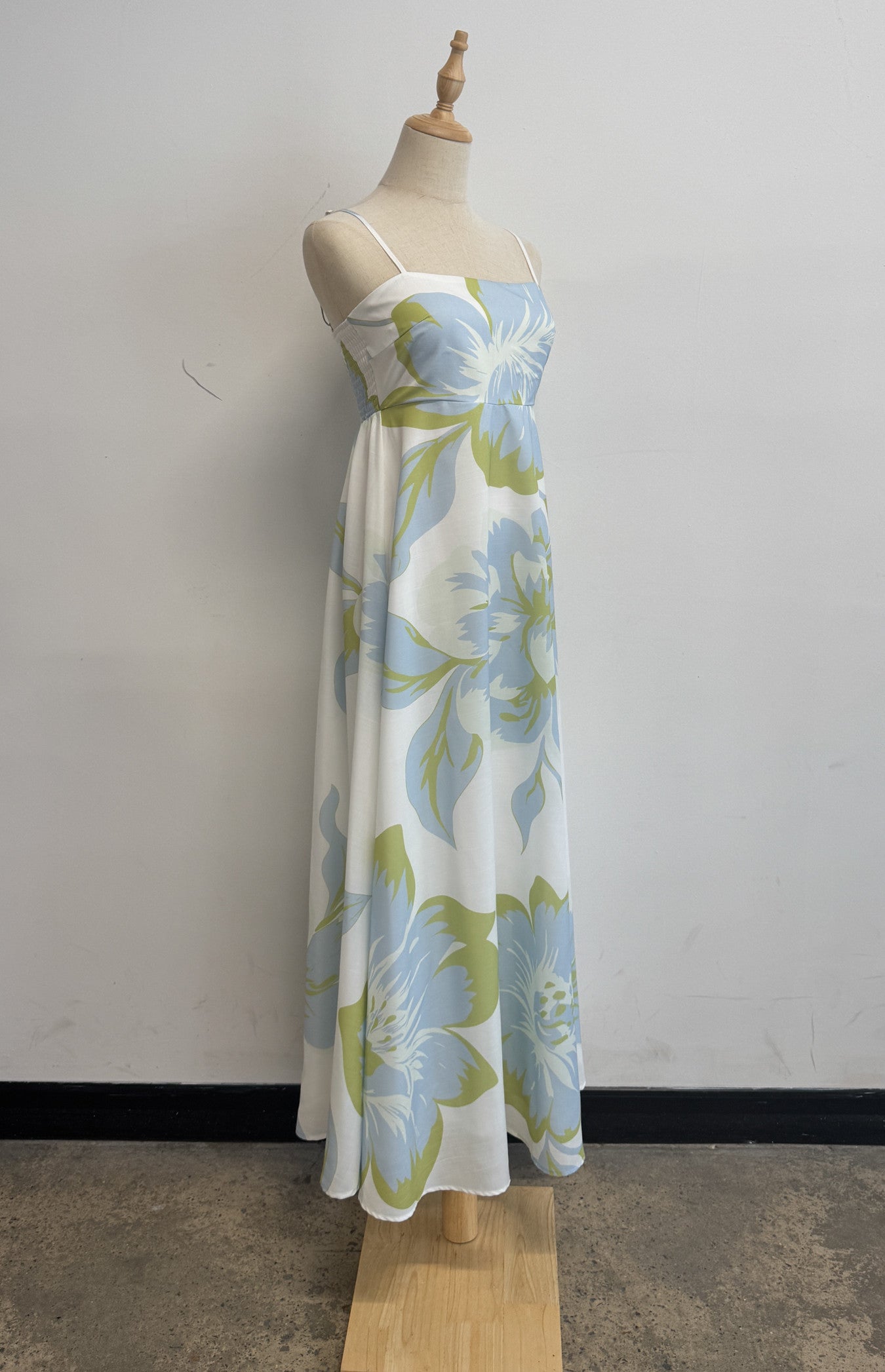 Chelsea Big Floral Print Maxi Dress - Blue Green