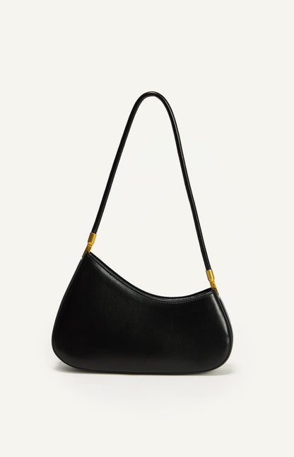 Curved Structured Shoulder Bag with Soft Tube Handle - Black | Style Statel