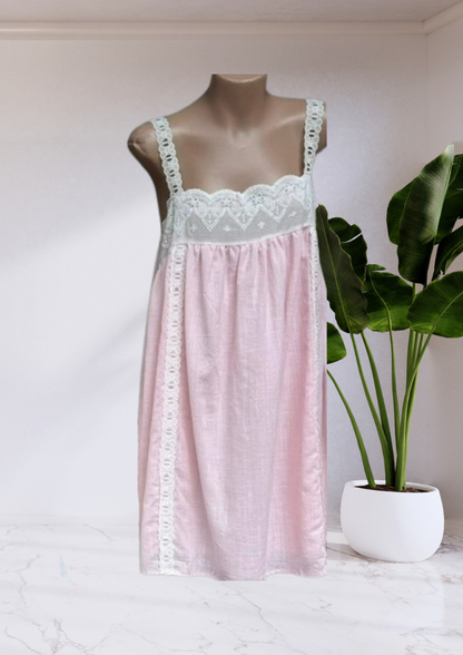 Cadence Cotton Lace Mini Dress - Pink By Frankie