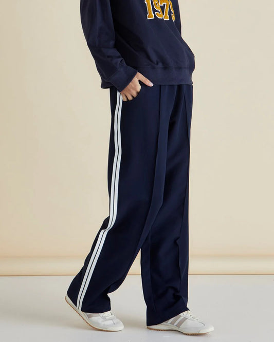 Maddison Jogger Pants - Navy White Stripe