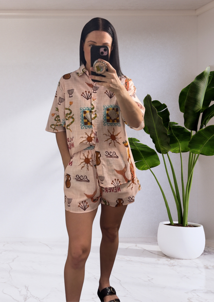 Taya Matching Shirt & Shorts Set - Pink Wild Ones | By Frankie
