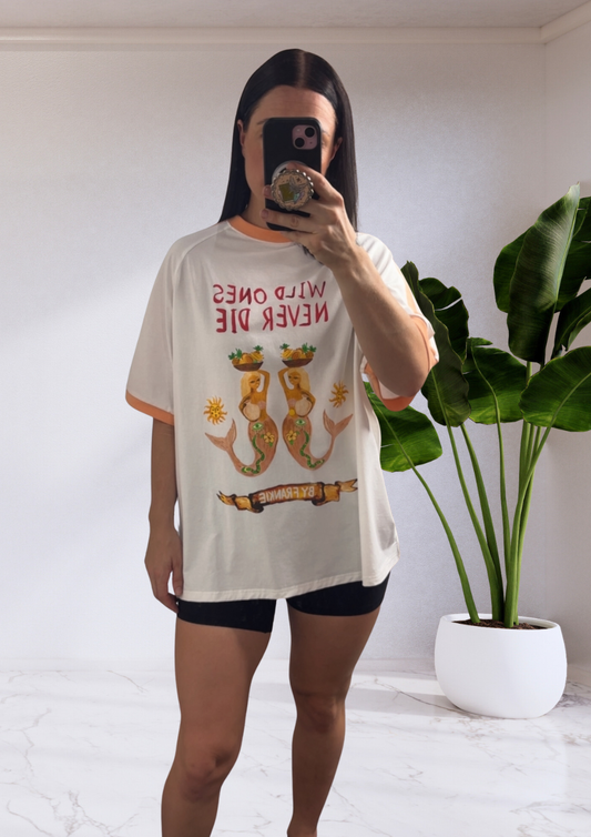 Mya Oversized Tee T-Shirt - White Wild Ones | By Frankie