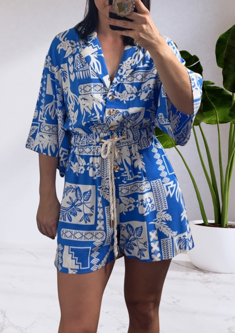 Malibu Playsuit Jumpsuit - Santorini Sea