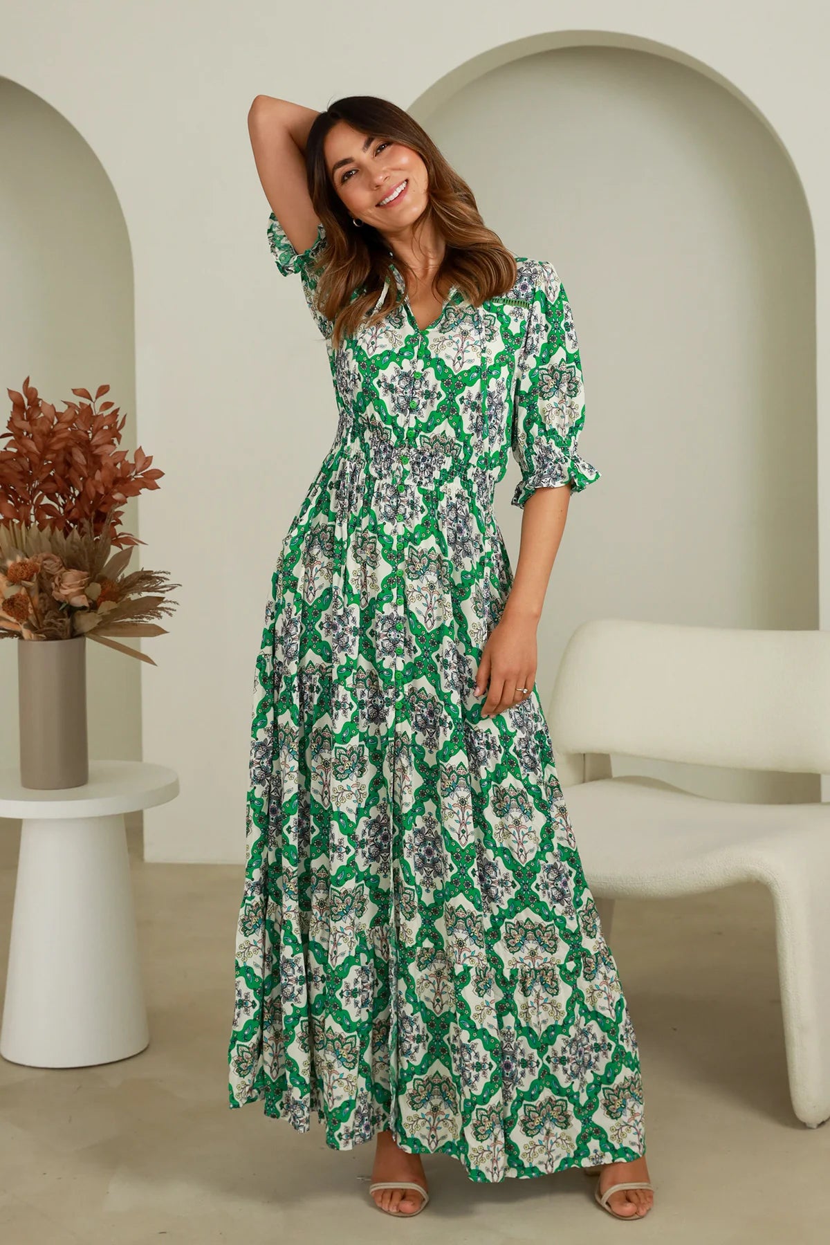 Flora Boho Maxi Dress - Green