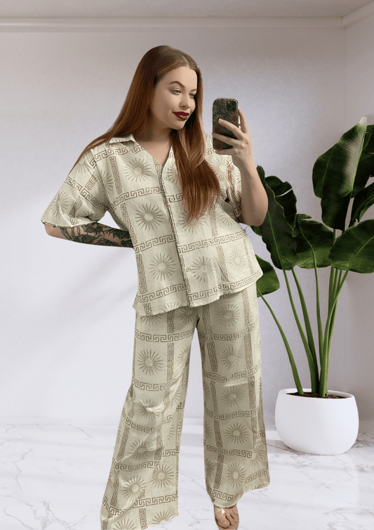 Sunny By Frankie Shirt & Long Pants Set - Sun Beige Tan
