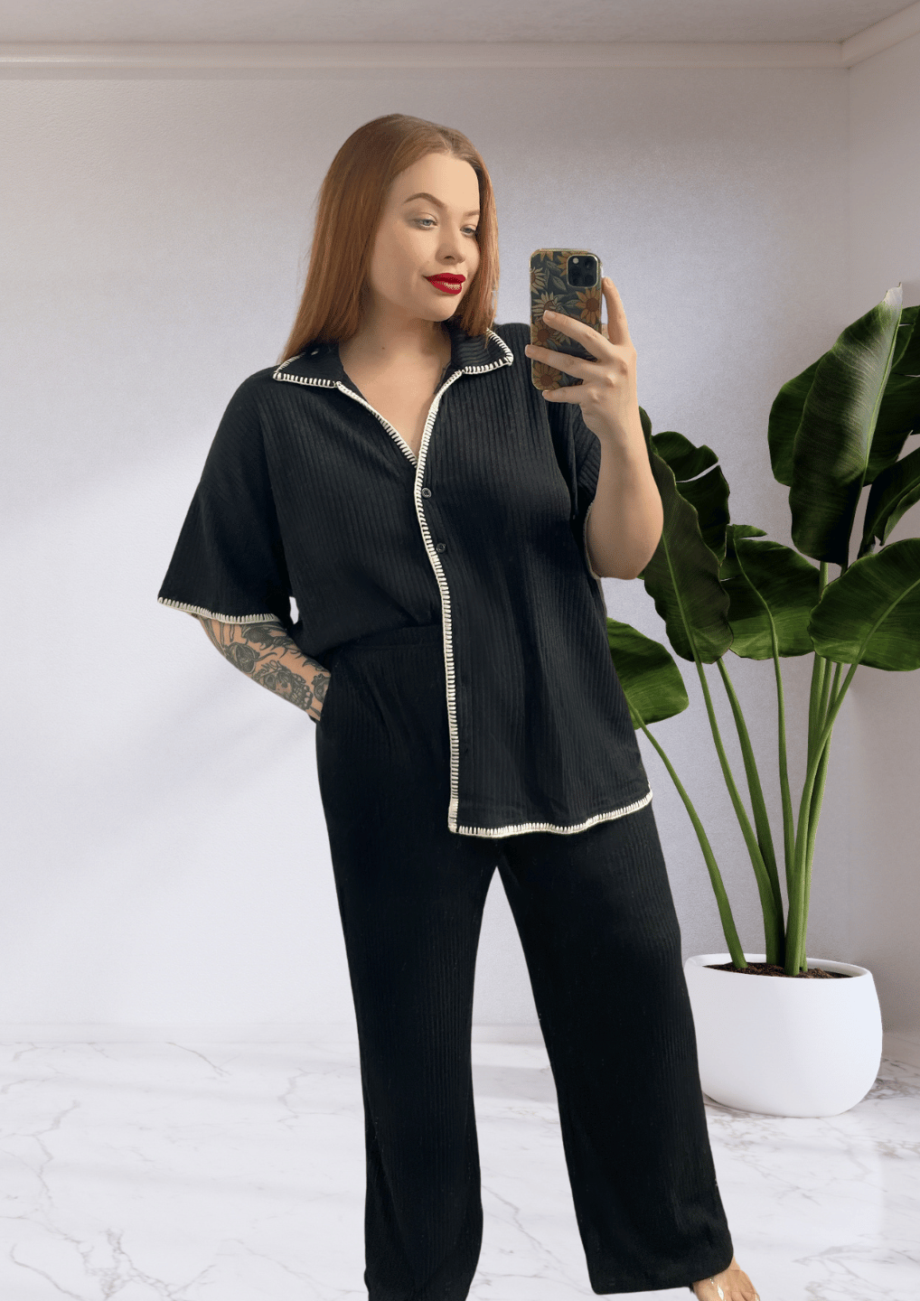 Rita By Frankie Embroidered Trim Shirt and Pants Set