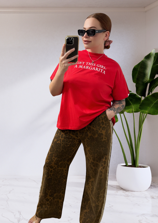 Daphne Denim Racer Long Pants - Dark Leopard | By Frankie