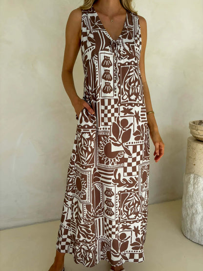Peyton Sleeveless Maxi Dress Truffle Print