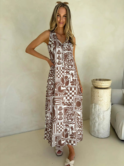 Peyton Sleeveless Maxi Dress Truffle Print